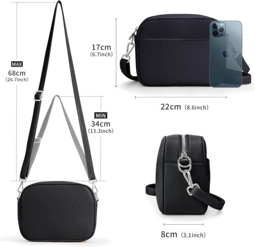 KALIDI Women's Shoulder Bag, Stylish Vegan Leather Wide Strap Crossbody Shoulder Bag with 2 Adjustable Straps for Daily Working, Shopping, Dating, Travel – Bild 5