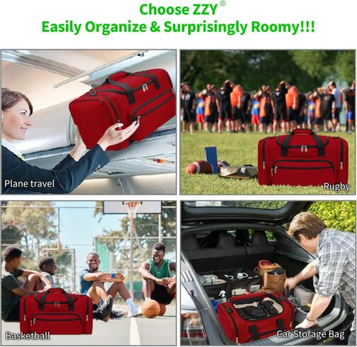 Sports Bag, Travel Bag, Fitness Bag with Shoulder Strap, Weekend Bag for Men and Women, red, Sports bag – Bild 6