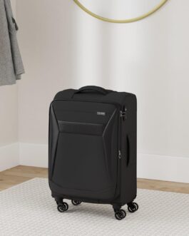 Travelite Chios Trolley Series 4-Wheel Suitcase Set Soft Shell Sizes L/M/S, black, Soft luggage trolley with 4 wheels