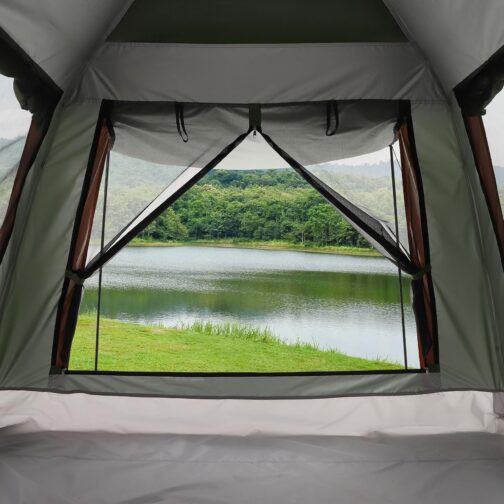 HAUSPROFI Tent 2-3 Perosons Pop Up Tent, Camping Tent with Awning Window, Large Waterproof Automatic Throwing Tent, Double Door Ventilation, Mosquito Protection, 2 Layers Dome Tent for Camping – Bild 9