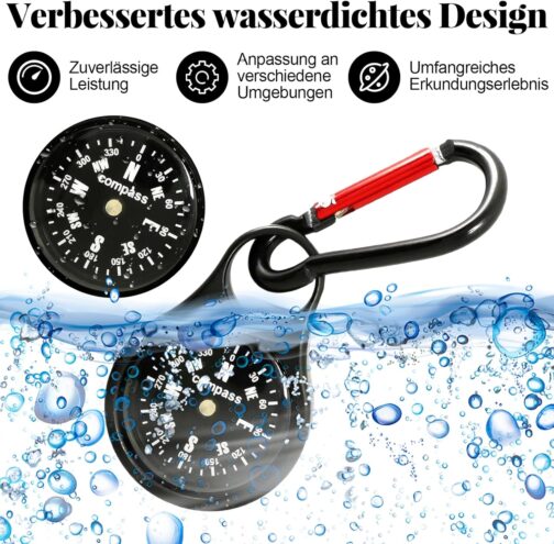 kodivenj Pack of 2 Compass with Carabiner Hook, Compass Pendant Key Holder with Compass and Carabiner Keyring Compass Outdoor Multifunctional Portable for Outdoor Camping Hiking – Bild 4
