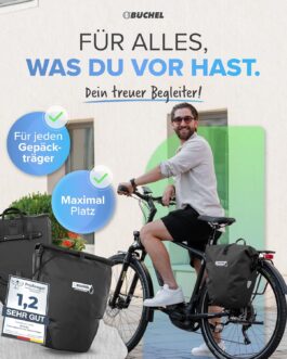 Büchel Fahrradtasche für Gepäckträger I 100% Wasserdicht I mit Tragegriff und Schultergurt I fahrradtasche gepäckträger, gepäckträgertasche, Fahrrad Taschen hinten