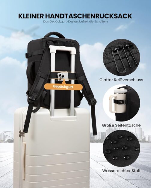 LOVEVOOK Ryanair Hand Luggage 40 x 20 x 25 cm, Small Travel Backpack, Hand Luggage, Aeroplane Men Women, 14 Inch Laptop Backpack Bag, 20 L Carry On Luggage Travel Backpack Suitcase Backpack for – Bild 5