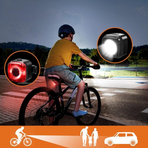 OnMeto Bicycle Light Set, IPX5 Waterproof Front Bicycle Lamp Rear Light Set, USB Type-C Rechargeable Bicycle Light Set for Bicycle – Bild 4