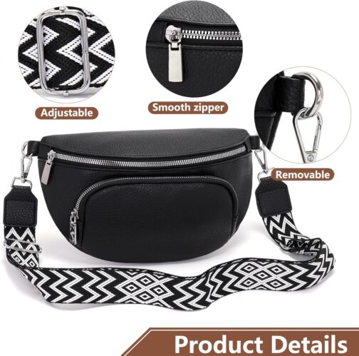 Rorimyth Bum Bag Women's Black Shoulder Bag Women's Small Handbag Women's Crossbody Bag Women's Belt Bag Women – Bild 6