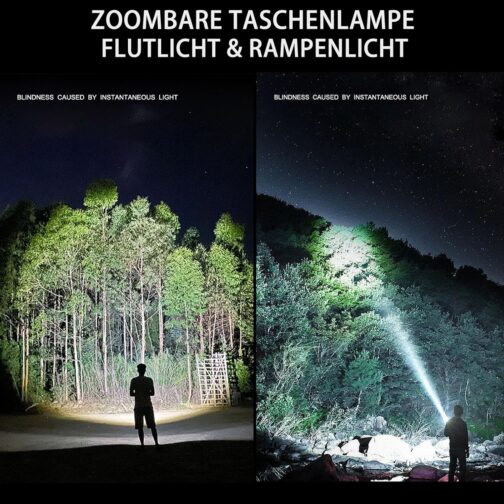 ASORT Rechargeable Torch 990,000 Lumens, Extremely Bright USB Rechargeable Tactical Torches, Zoomable, IP67 Waterproof, 10 Light Modes for Home, Outdoor, Emergencies, Patrol, Camping (with Battery) – Bild 3