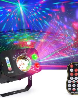 Disco Light Party Light, Fwiull 7 Lenses Disco Light with Remote Control, Disco Ball with Strobe, Voice Controlled Disco Light, Party Light with 2 m USB Cable for Festival, Halloween, Christmas,