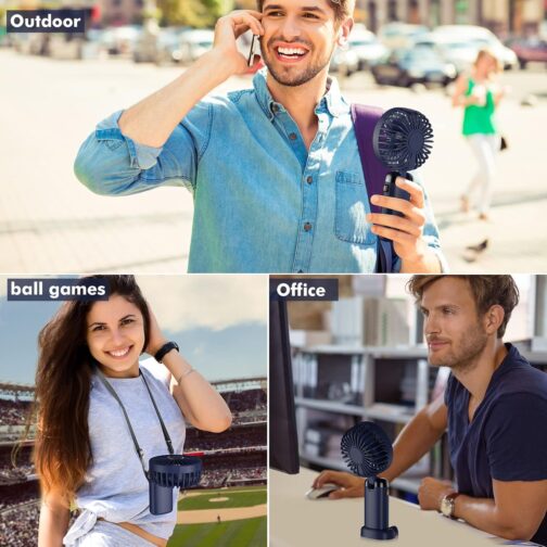 Handheld Fan, Portable Mini Fan, Rechargeable, Small Pocket Fan with 5 Speed Levels, Integrated 4200 mAh Batteries, Foldable USB Fan for Office, Outdoor Use – Bild 7
