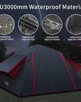 Yafaca Camping Tent, 3 Person Pop Up Tent, Large Waterproof Automatic Pop-Up Tent with 2 Rainproof Windows, 2 Layers Dome Tent with Removable Outer Layer, Tent for Camping Families