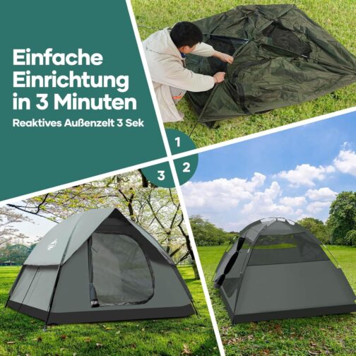 Camping Tent, Dome Tents for 2-3 People (S)3-4 People (L), Family Tent Camping Backpacking Tents Waterproof & Windproof Quick Set-up Tent for Picnic, Hiking, Outdoor Activities (2-3 Person) – Bild 3