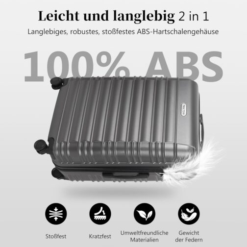 MoFut Large Suitcase, Travel Suitcase, Hard-Shell Suitcase, Trolley Suitcase with Wheels, with Password Lock, Suitcase with Telescopic Handle, darkgray – Bild 4
