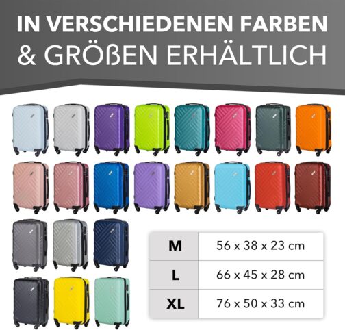 Xonic Design Travel Suitcase - ABS Hard Shell Suitcase with 360° Smooth-Running Wheels - High-Quality Trolley with Combination Lock in M-L-XL or Set, deep black, Hard shell – Bild 5