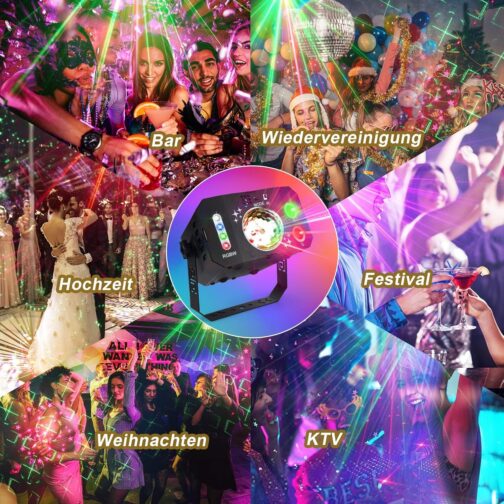Disco Light Party Light, Fwiull 7 Lenses Disco Light with Remote Control, Disco Ball with Strobe, Voice Controlled Disco Light, Party Light with 2 m USB Cable for Festival, Halloween, Christmas, – Bild 6