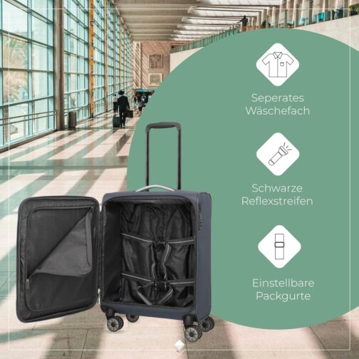 Travelite Hand Luggage Suitcase with 4 Wheels, Anthracite (grey), On-board trolley with 4 wheels – Bild 4