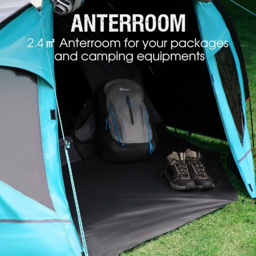 PORTAL Blackout Zelt 3-4 Perosonen mit Vorzelt Camping Kuppelzelt 4000mm wasserdicht Familienzelt Festivalzelt Outdoor für Camping Reise – Bild 4