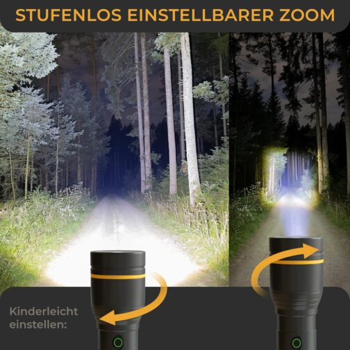 LICHTMEISTER® Torch (1000 lumens, 4000 mAh battery) - LED rechargeable and extremely bright torch – Bild 4