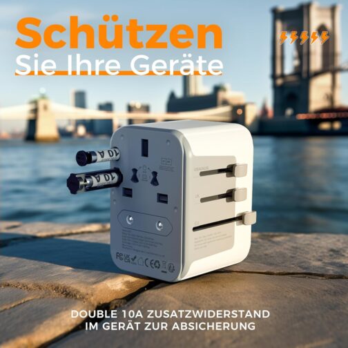 TESSAN Travel Adapter Worldwide, Universal Travel Plug with 3 USB A and 1 USB C, International Socket Adapter, Universal Adapter for England, USA, Japan, Thailand, Australia, Travel Adapter – Bild 5