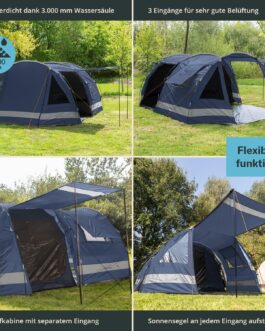 Skandika Kambo 4 Person Tunnel Tent with Large Lobby and 3,000 mm Water Column