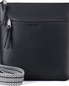 Roulens Medium Women’s Shoulder Bags, Lightweight Women’s Vegan Leather Shoulder Bag, Crossbody Bags for Women with Adjustable Removable Wide Strap, A-Black, Contemporary