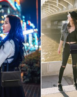 Gladdon Women’s Shoulder Bag, Shoulder Bag with Zip, Crossbody Bag, Leather Handbag, Small, Daypack, black, Retro