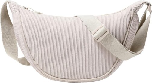 Micmores Shoulder Bag Women's Bum Bag Women's Stylish Nylon Crossbody Bag Women's Crescent Moon Bag Shoulder Bag with Adjustable Shoulder Strap, Y2K Belt Bag for Any Occasion, Beige2, shoulder bag