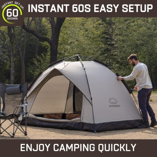 EPCPSHADES Two-Person Camping Tent, Easy Pop Up Tent for Camping, Automatic Waterproof Family Tent, Quick Set Up Tent, Portable Windproof Dome Tent for Camping – Bild 6