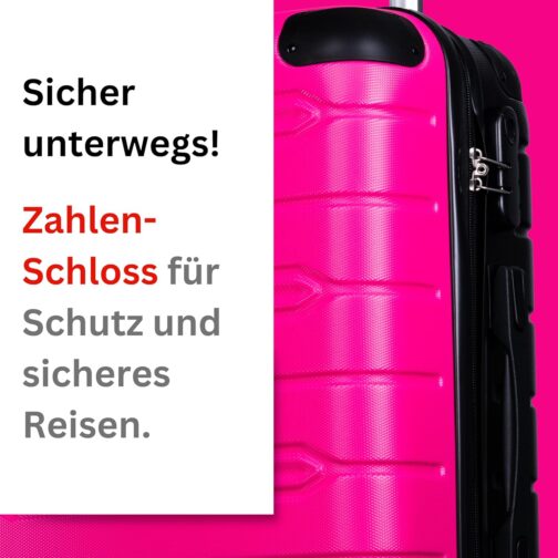 NOWI Medium Hard Shell Suitcase - 62.7L Volume - 8 Wheels 360° Rotatable - Lightweight ABS Suitcase with Combination Lock & Telescopic Rods - Travel Suitcase, Hand Luggage Suitcase, Trolley, Pink, XL – Bild 6