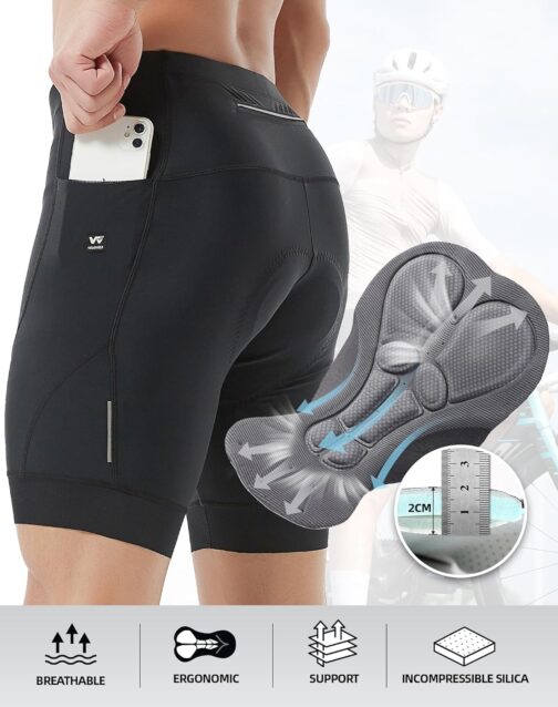 VeloVibe Men's Cycling Shorts Padded Quick-Drying Cycling Shorts Men's Short Shockproof Cycling Shorts Men's Padded Cycling Shorts with Mobile Phone Pockets – Bild 3