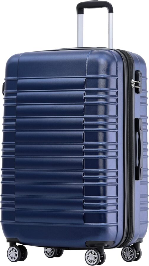 Beibye Twin-Wheeled Travel Suitcase, Hard Shell Trolley Suitcase, M/L/XL Set, dark blue