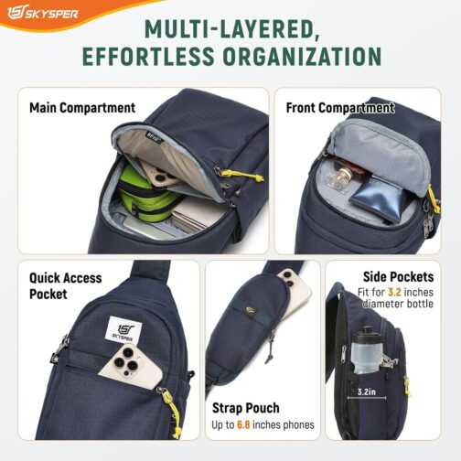 SKYSPER Chest Bag Men's Small Sling Bag Lightweight Shoulder Bag Crossbody Shoulder Bag for Men Women Travel Hiking Outdoor – Bild 4