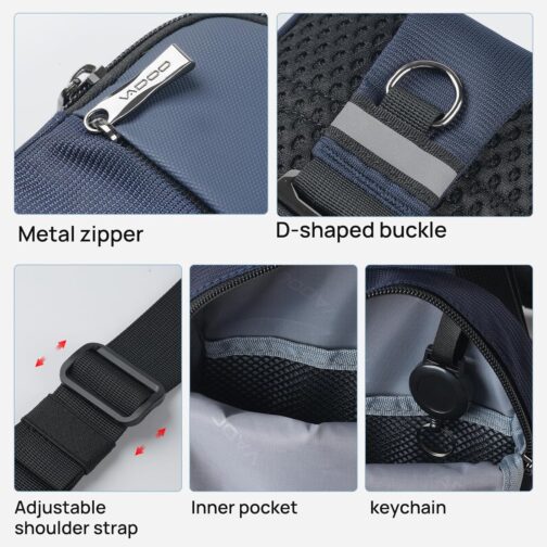 BROADREAM Sling Chest Crossbody Bag, Waterproof Shoulder Bag, Chest Bag, Shoulder Bag, Men and Women, Mobile Phone Case with RFID Blocking Zip Pocket, Suitable for Outdoor Sports and Hiking, A-Blue, – Bild 5