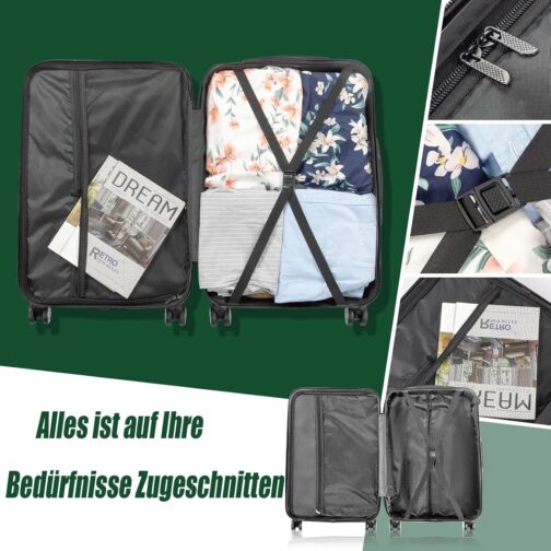 LEADZM Suitcase Set, 5 Pieces, Travel Suitcase Set, Suitcase Set, Hard Shell Trolley Made of ABS with Telescopic Handle, Hand Luggage, turquoise – Bild 4