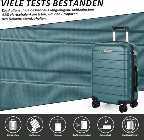 TANTOMI Large Suitcase, Travel Suitcase, Hard Case, Suitcase & Trolley, Hand Luggage with Password Lock, Hard Shell Suitcase with 4 Wheels, Light Dark Green, M (20 inches) – Bild 4