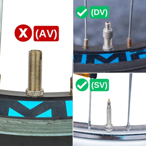 Bicycle Valve Adapters, 3 Pack, DV and SV to AV Valve, Dunlop and French Valve to Car Valve, with Extra Sealing Ring, Bicycle Valve Cap Adapters, Tyre Valve Adapter, Metal – Bild 5