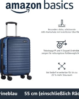 Amazon Basics Hard Shell – Suitcase ABS Polyester, navy