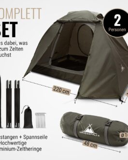 WANDERFALKE® Zelt 2-4 Personen wasserdicht 4.000mm, Ultraleicht & kleines Packmaß, Campingzelt mit Vorzelt, Familienzelt, Outdoor Zelte für Camping, Reise, Angeln, für warme & kalte Tage