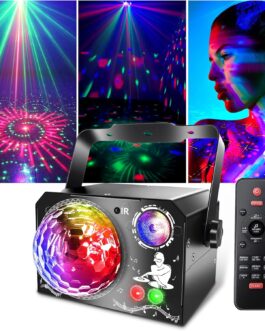 4 in 1 Disco Ball, Fwiull DJ Disco Light Party Light 65 Patterns, Music Controlled Disco Party Light, RGB UV Strobe, Voice Controlled Party Lamp with 2 m USB for Party Festival Club Halloween