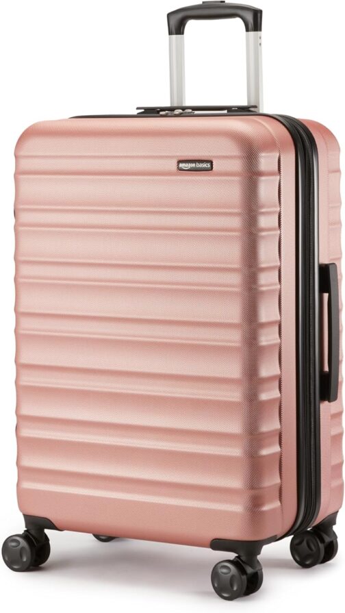 Amazon Basics Hard Shell Suitcase Set, Rose Gold, 1 piece