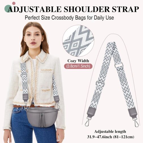 LUROON Mini Shoulder Bag Women's Elegant Bum Bag Stylish Chest Bag Crossbody Bag Women's Wide Strap PU Leather Crossbody Shoulder Bag 26 x 15 x 9 cm – Bild 7