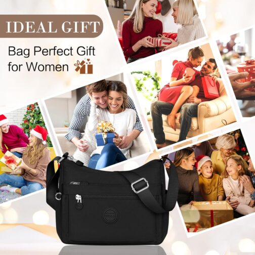 VOBUKE Shoulder Bag Women's Medium Waterproof Nylon Crossbody Bag with Multiple Compartments Lightweight Shoulder Bag Adjustable Wide Leisure Small Messenger Bag for Shopping, Travel – Bild 7