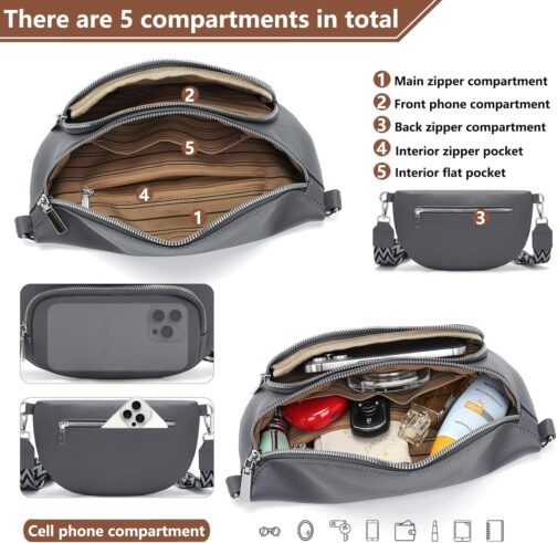 Rorimyth Bum Bag Women's Black Shoulder Bag Women's Small Handbag Women's Crossbody Bag Women's Belt Bag Women – Bild 5