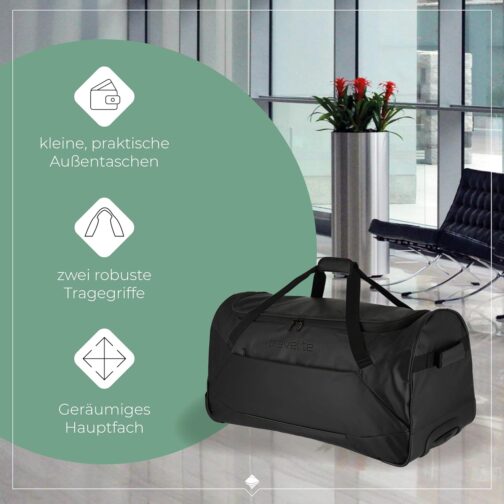 travelite Trolley Travel Bag with Wheels Made of Water Resistant Material, black, Wheeled travel bag made of water-repellent material – Bild 6
