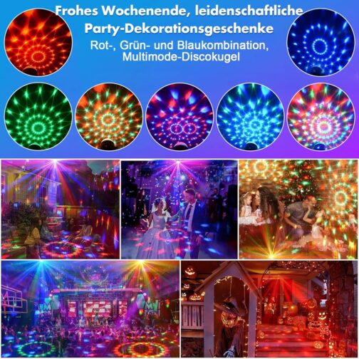 Disco Light Party Light, Fwiull 7 Lenses Disco Light with Remote Control, Disco Ball with Strobe, Voice Controlled Disco Light, Party Light with 2 m USB Cable for Festival, Halloween, Christmas, – Bild 3