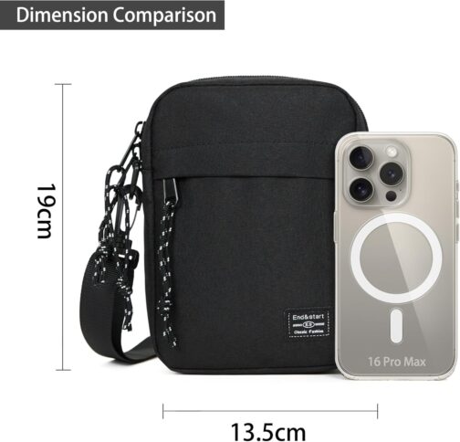 Mobile Phone Shoulder Bag Small Men's Bag for Hanging Small Waterproof Zip Mobile Phone Shoulder Bag Holster Men's Mobile Phone Case with Shoulder Strap Mobile Phone Wallet Purse Handbag – Bild 5