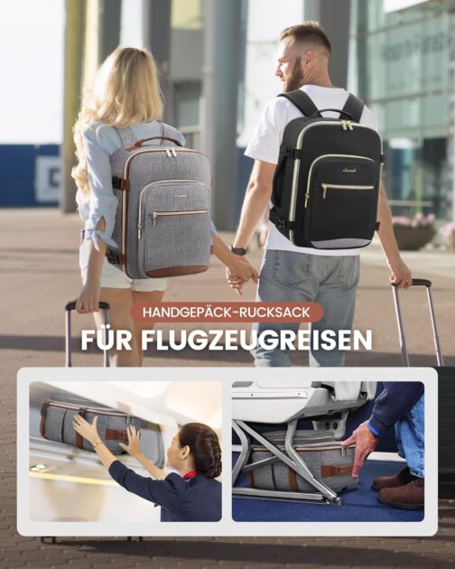 LOVEVOOK Ryanair Hand Luggage 40 x 20 x 25 cm, Small Hand Luggage Backpack Bag Travel Backpack Airplane Carry On Hand Luggage Travel Backpack for 14 Inch Laptop Women Men Cabin Bag Eurowings Wizz – Bild 2