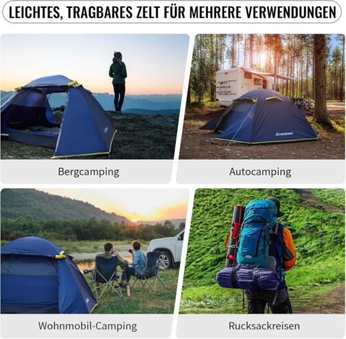 EchoSmile 1/2/3 Person Camping Tent 3-4 Season Waterproof 5000 mm Tent Dome Tent with Awning Lightweight Hiking Tent Outdoor iglu Tent Festival Tent – Bild 7