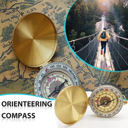 Children's Compass, Portable Compass Pocket Compass, Outdoor Compass, Waterproof Pocket Compass Made of Brass with Fluorescence and Navigation Tools for Outdoor Activities such as Camping Hiking – Bild 2