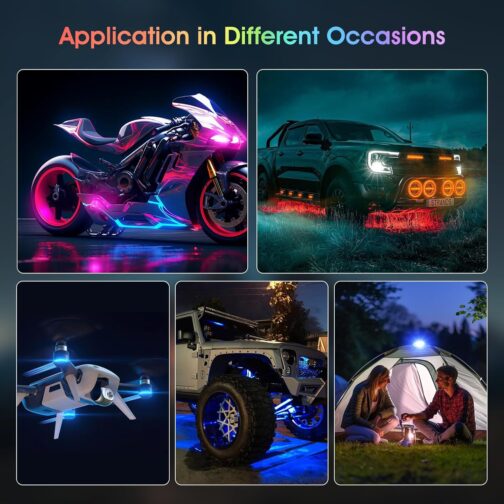 Mineup Pack of 4 Wireless LED Lights, 8 Coloured Strobe Drone Light, Remote Control Flash Light with Remote Control, USB Charging, Anti-Collision Lights, LED Aeroplane Flash Light for Drone Motorcycle – Bild 7