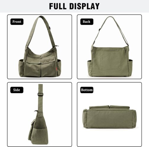 Captain Blues Canvas Messenger Bag Shoulder Bag Crossbody Shoulder Tote Hobo Bag for Women and Men - Large Bag with Multiple Compartments – Bild 5