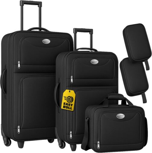 Exclusive 4pce Trolley Set Travel Suitcase Baggage Luggage - Storable in each other!